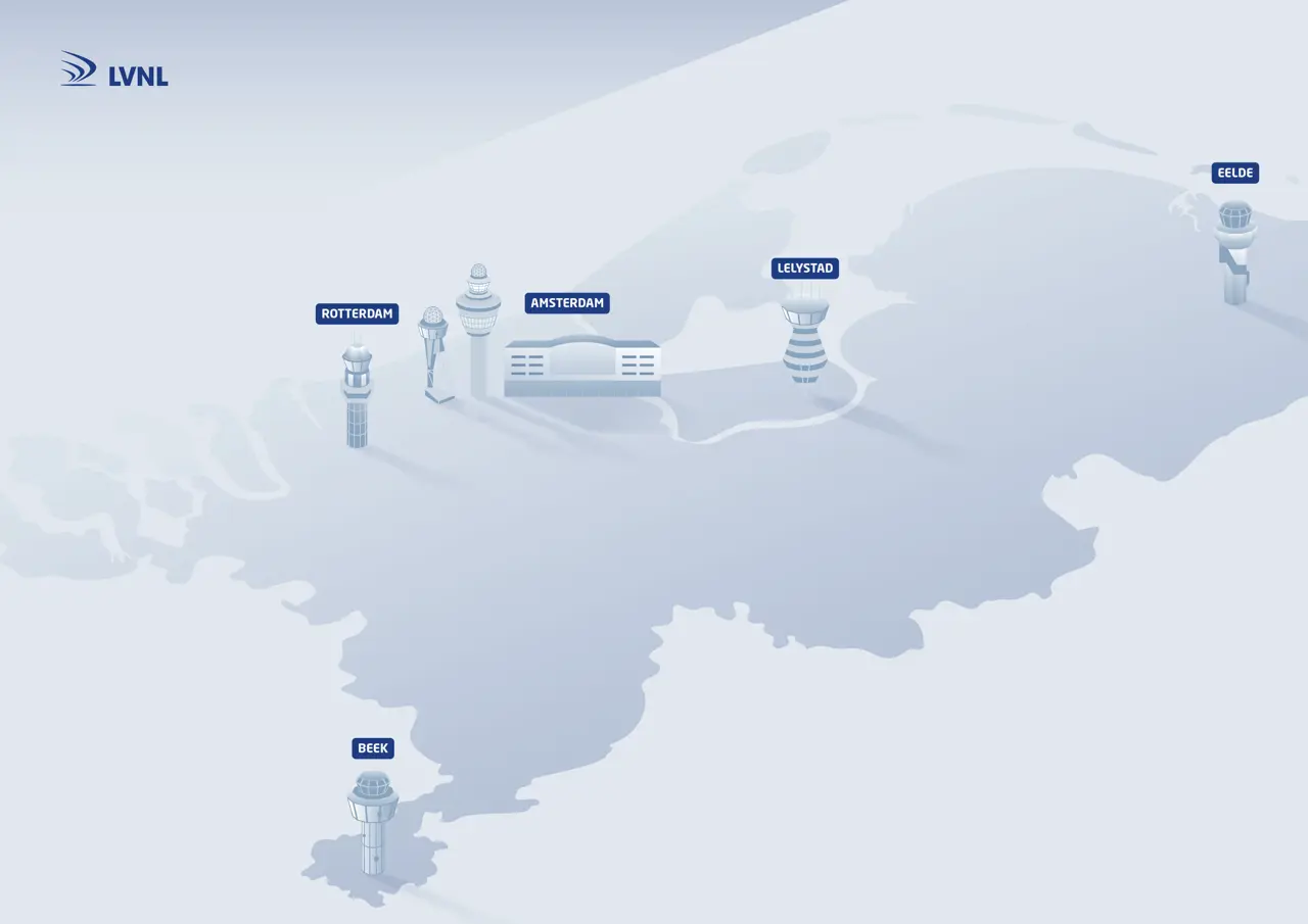 De verschillende locaties van LVNL